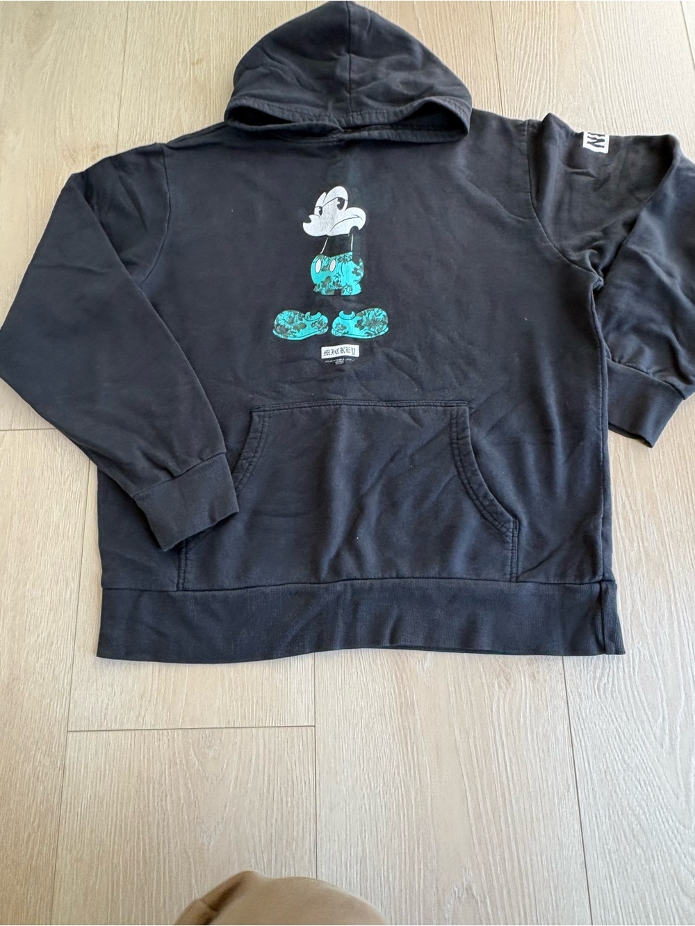 Neff Black Hoodie with Teal Mickey Graphic